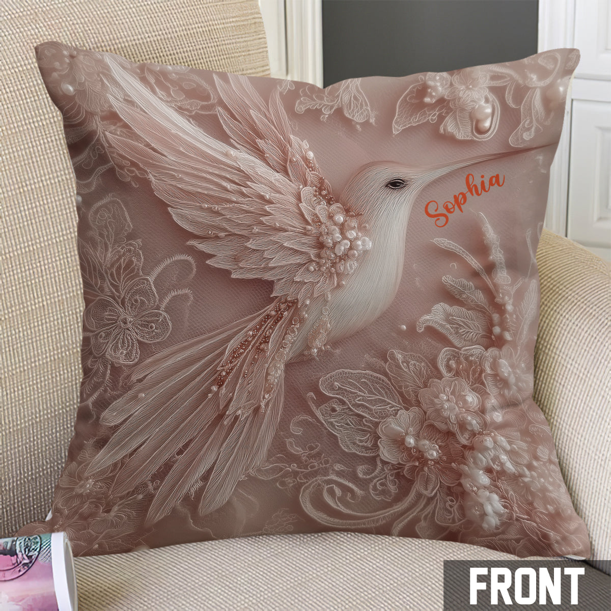 Beautiful Hummingbird - Personalized Hummingbird Throw Pillow