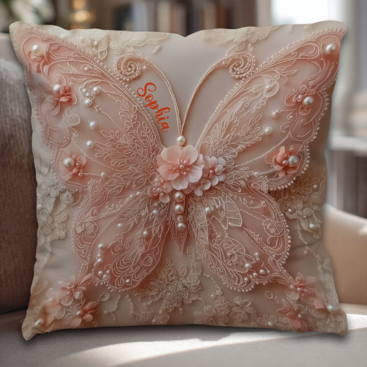 Love Butterfly - Personalized Butterfly Throw Pillow