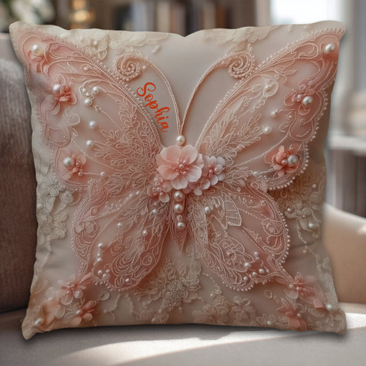 Love Butterfly - Personalized Butterfly Throw Pillow