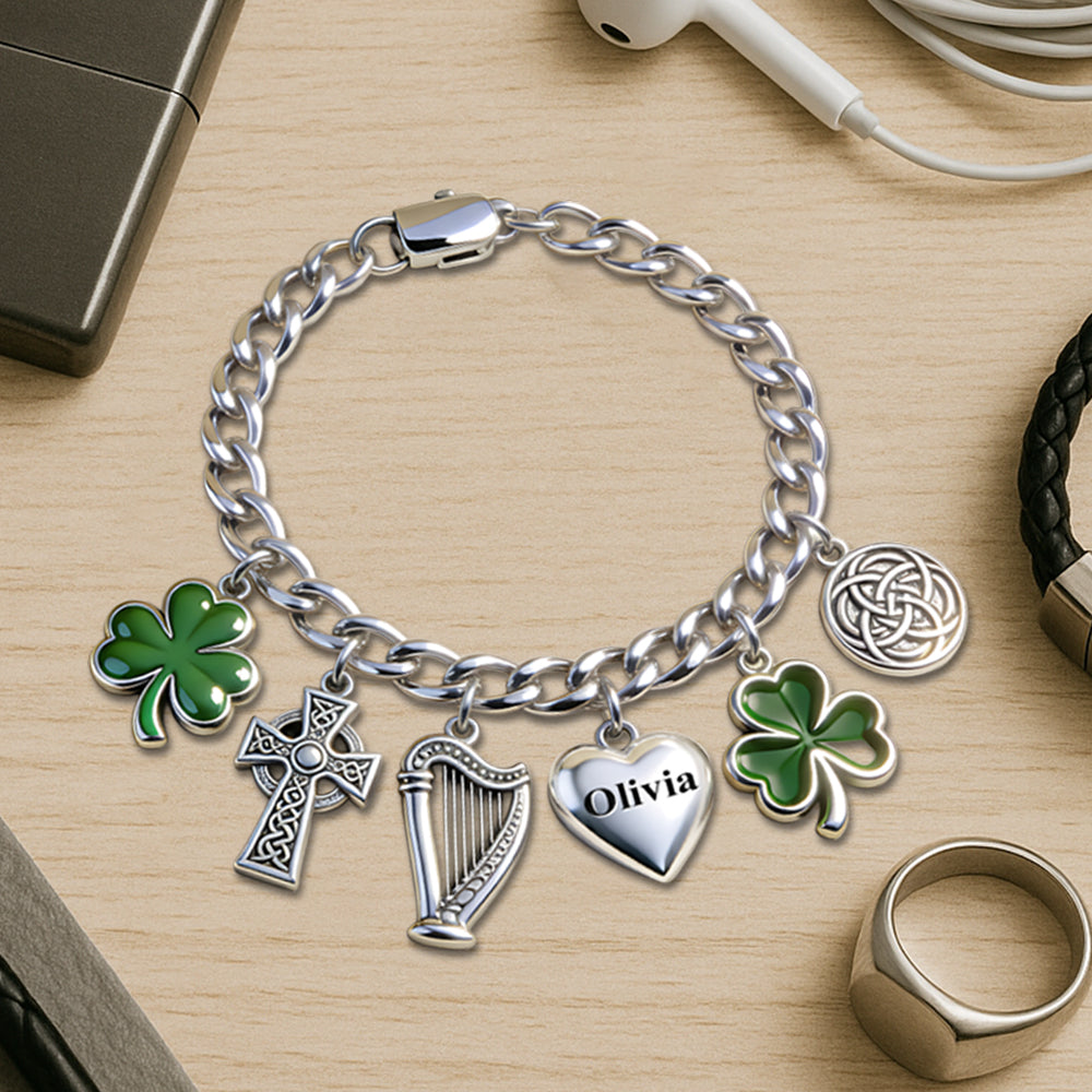 Feiern Sie den St. Patrick's Day – personalisiertes irisches Armband mit Anhängern