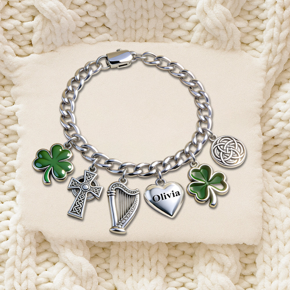 Feiern Sie den St. Patrick's Day – personalisiertes irisches Armband mit Anhängern