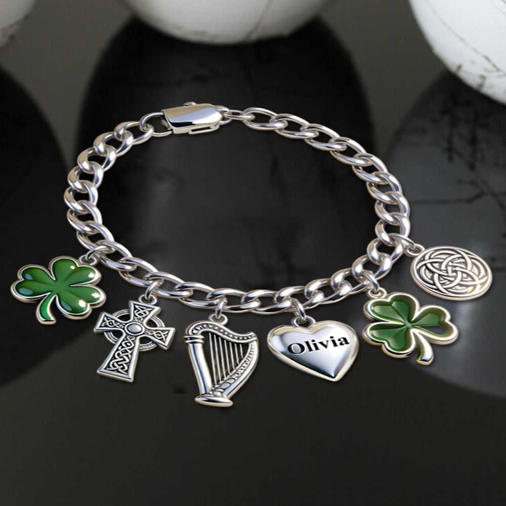Feiern Sie den St. Patrick's Day – personalisiertes irisches Armband mit Anhängern