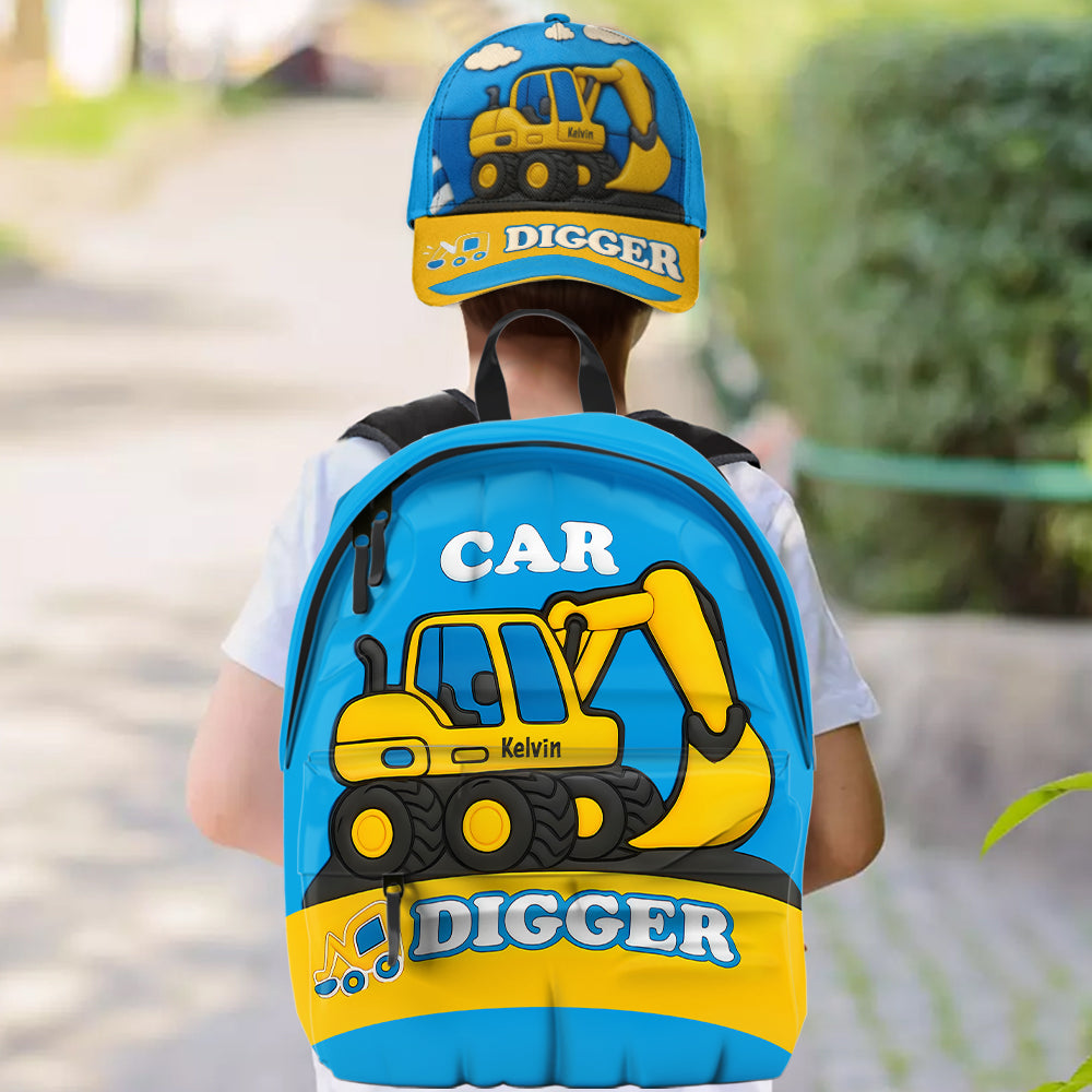 Excavator Cute Children's Gift - Personalized Kid Classic Cap & Backpack