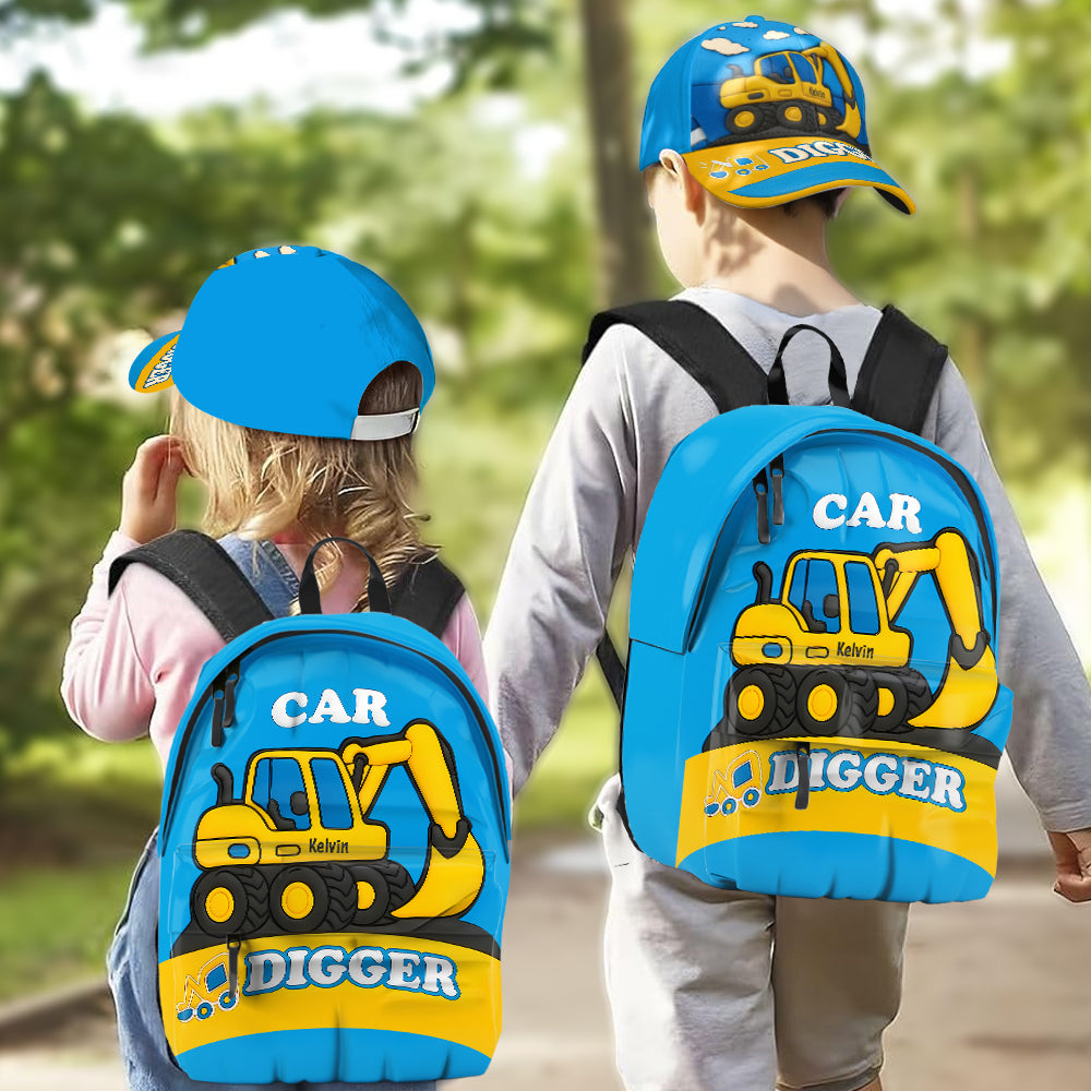 Excavator Cute Children's Gift - Personalized Kid Classic Cap & Backpack