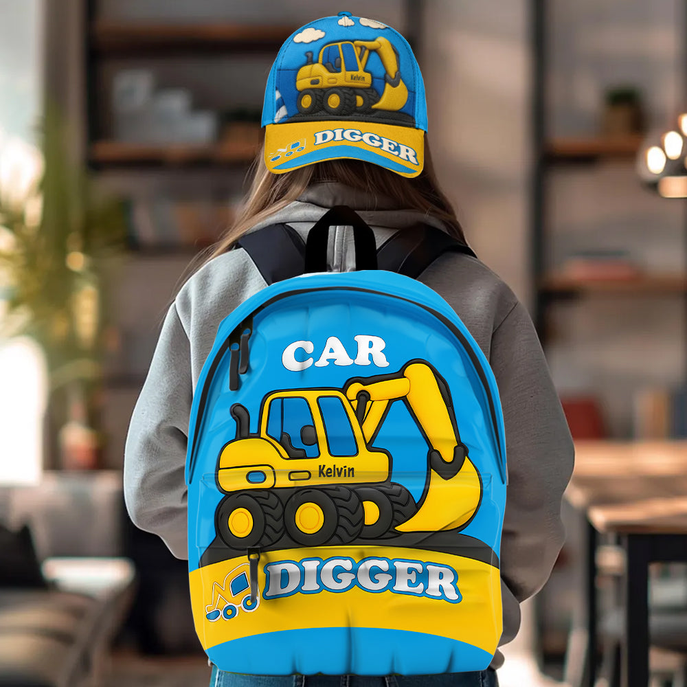 Excavator Cute Children's Gift - Personalized Kid Classic Cap & Backpack