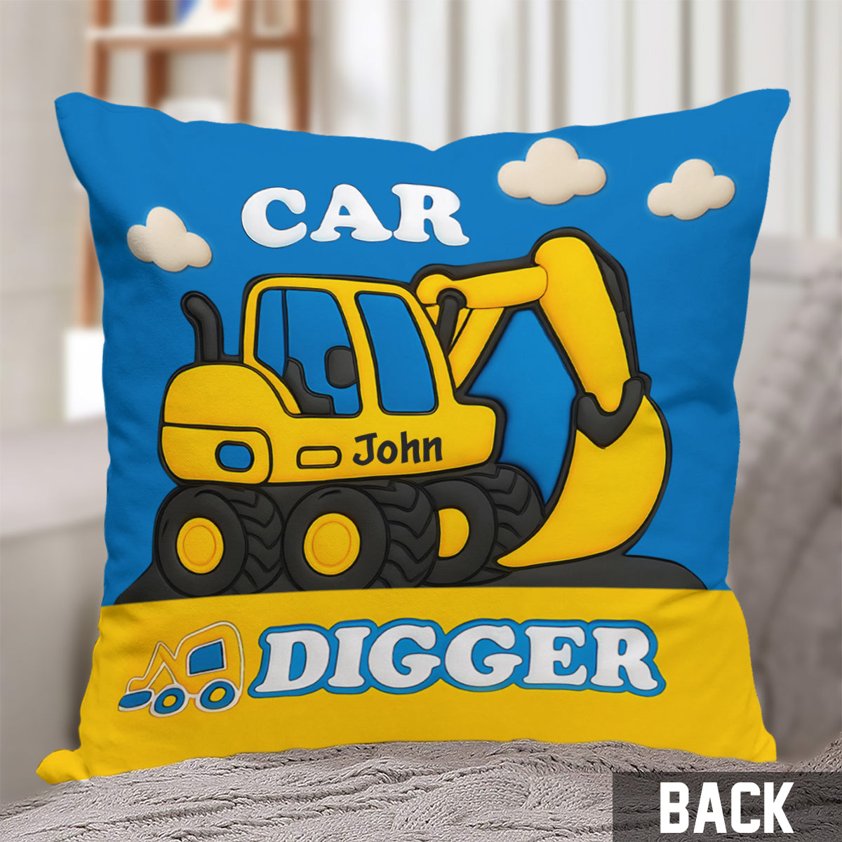 Excavator Cute Children's Gift - Personalized Kid Throw Pillow