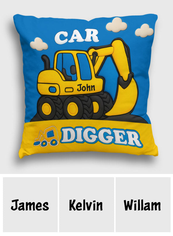 Excavator Cute Children's Gift - Personalized Kid Throw Pillow
