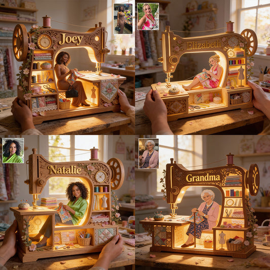 Just A Girl Who Loves Sewing - Personalized Sewing Wooden Light Shadow Box