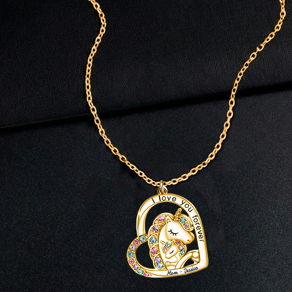 I Love You Forever - Personalized Kid Shaped Metal Pendant Necklace