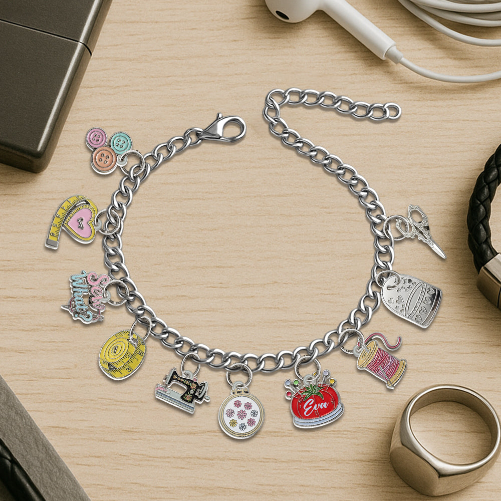 Sewing Lovers - Personalized Sewing Bracelet With Charms