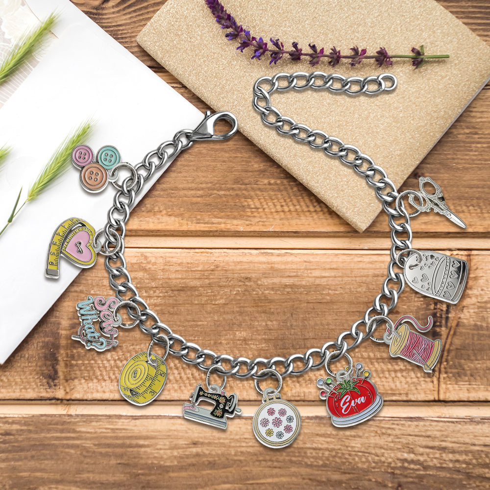 Sewing Lovers - Personalized Sewing Bracelet With Charms