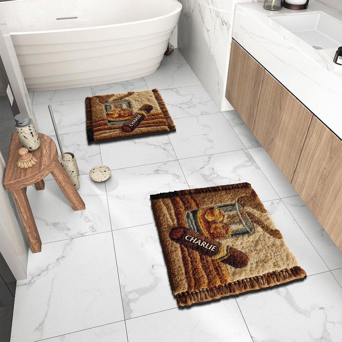 Unique Gift For Whiskey, Bourbon, Cigar... Lovers - Personalized Whisky Non-Slip Tufted Rug