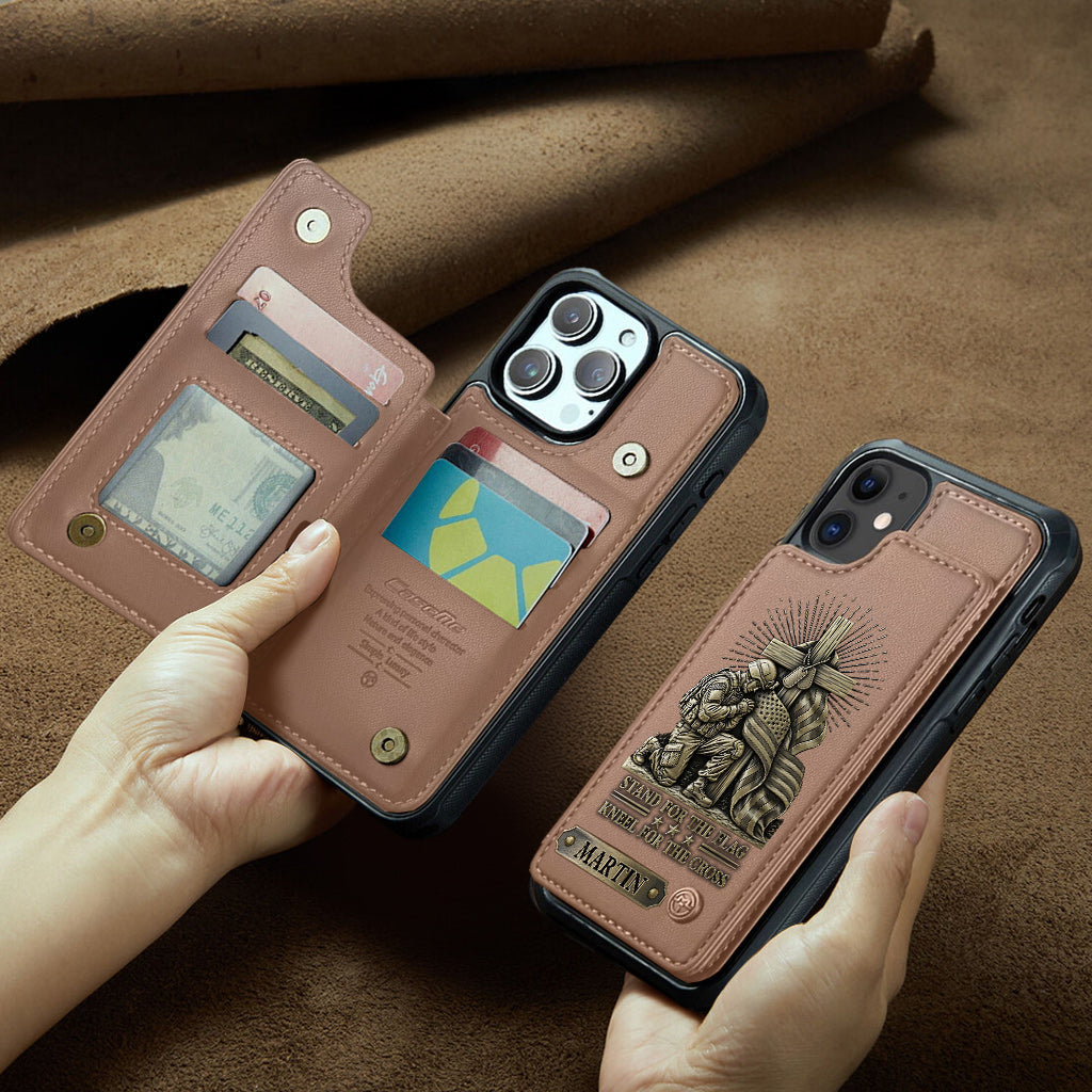 Kneel For The Cross - Personalized Veteran Wallet Phone Case
