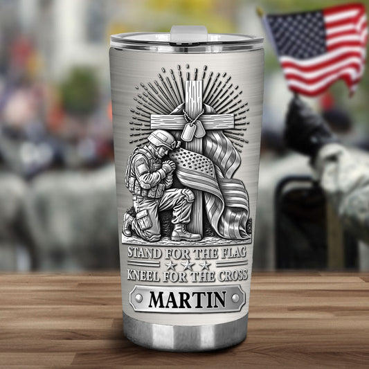 Kneel For The Cross - Personalized Veteran Tumbler