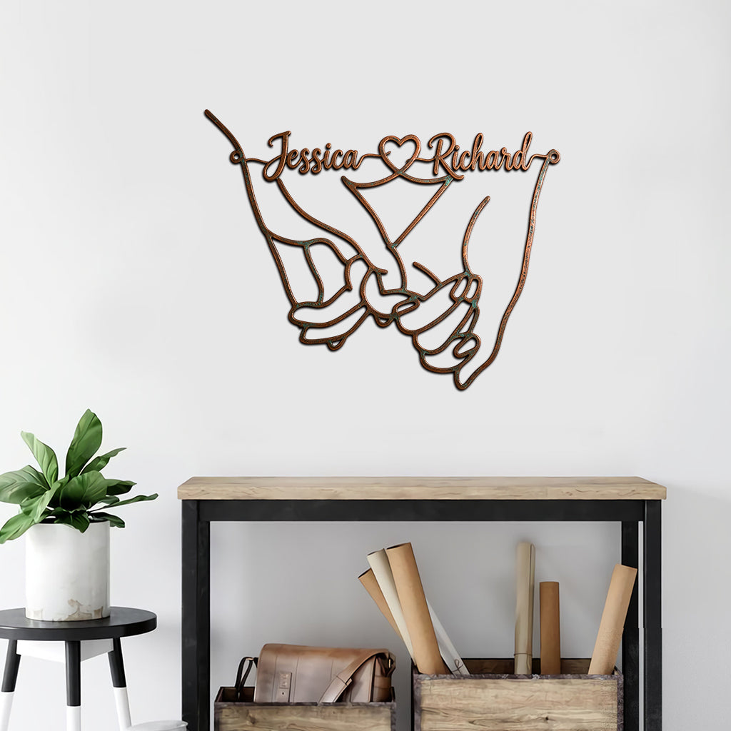 Together Forever Pinky Promise - Personalized Couple Cut Metal Sign