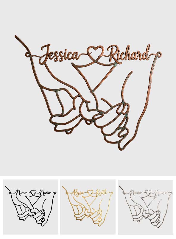 Together Forever Pinky Promise - Personalized Couple Cut Metal Sign
