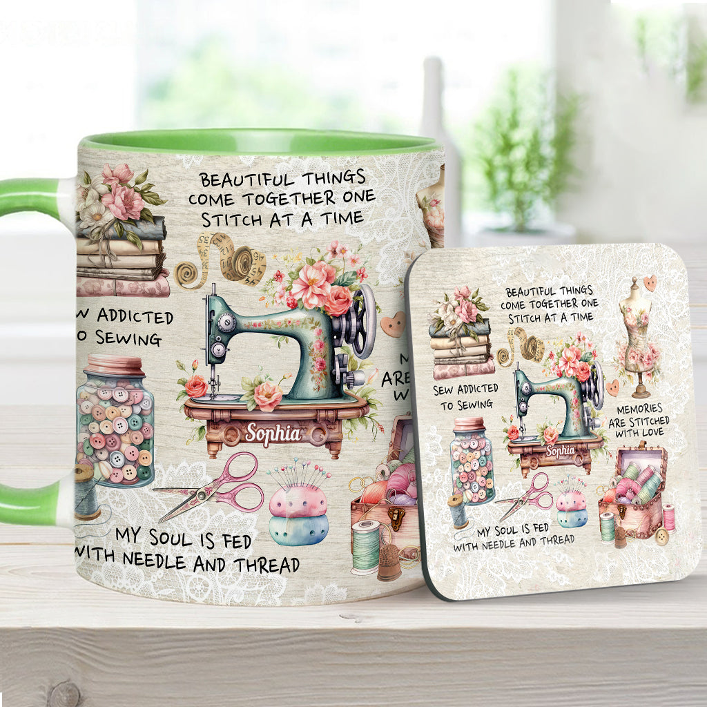 Sew Addicted To Sewing - Personalized Sewing Accent Mug