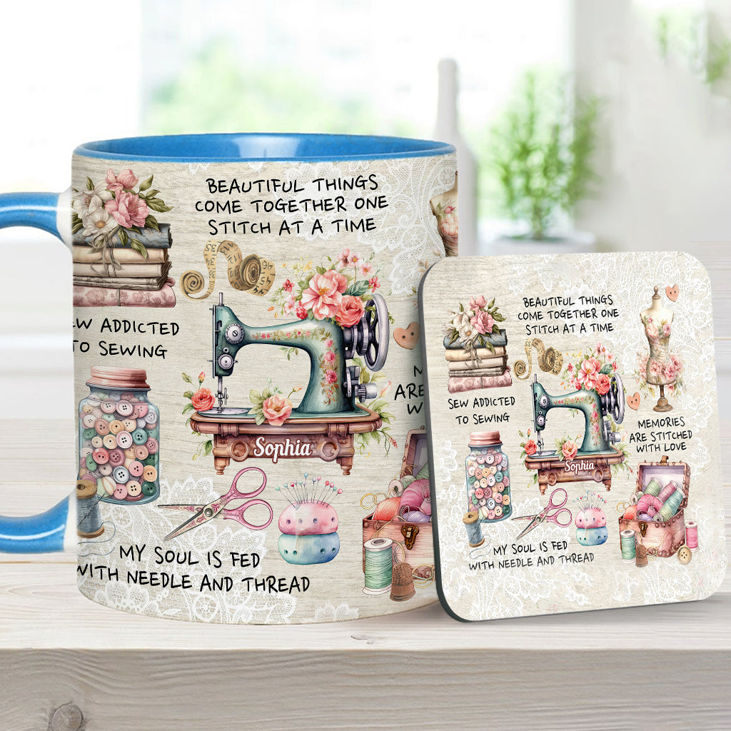 Sew Addicted To Sewing - Personalized Sewing Accent Mug