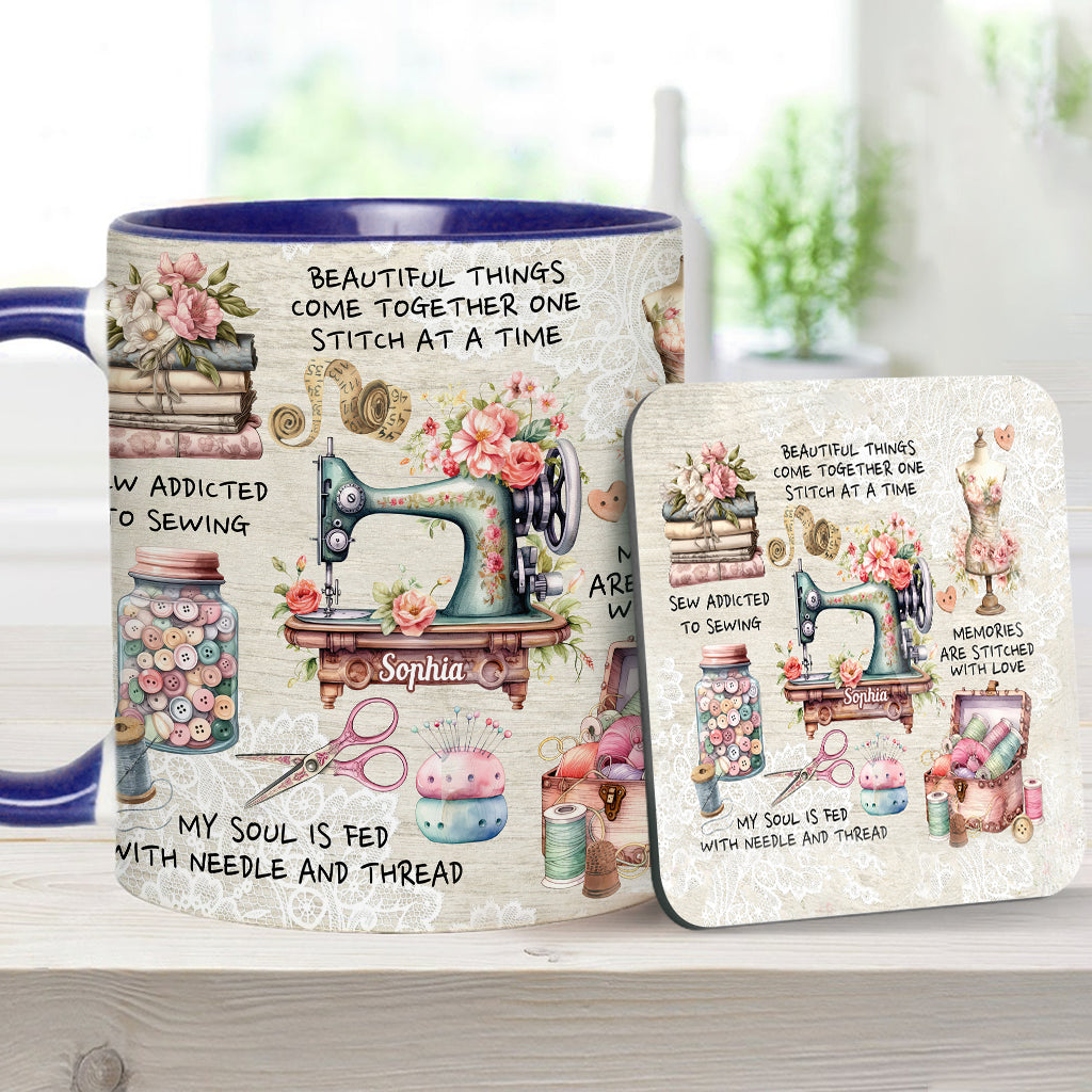 Sew Addicted To Sewing - Personalized Sewing Accent Mug