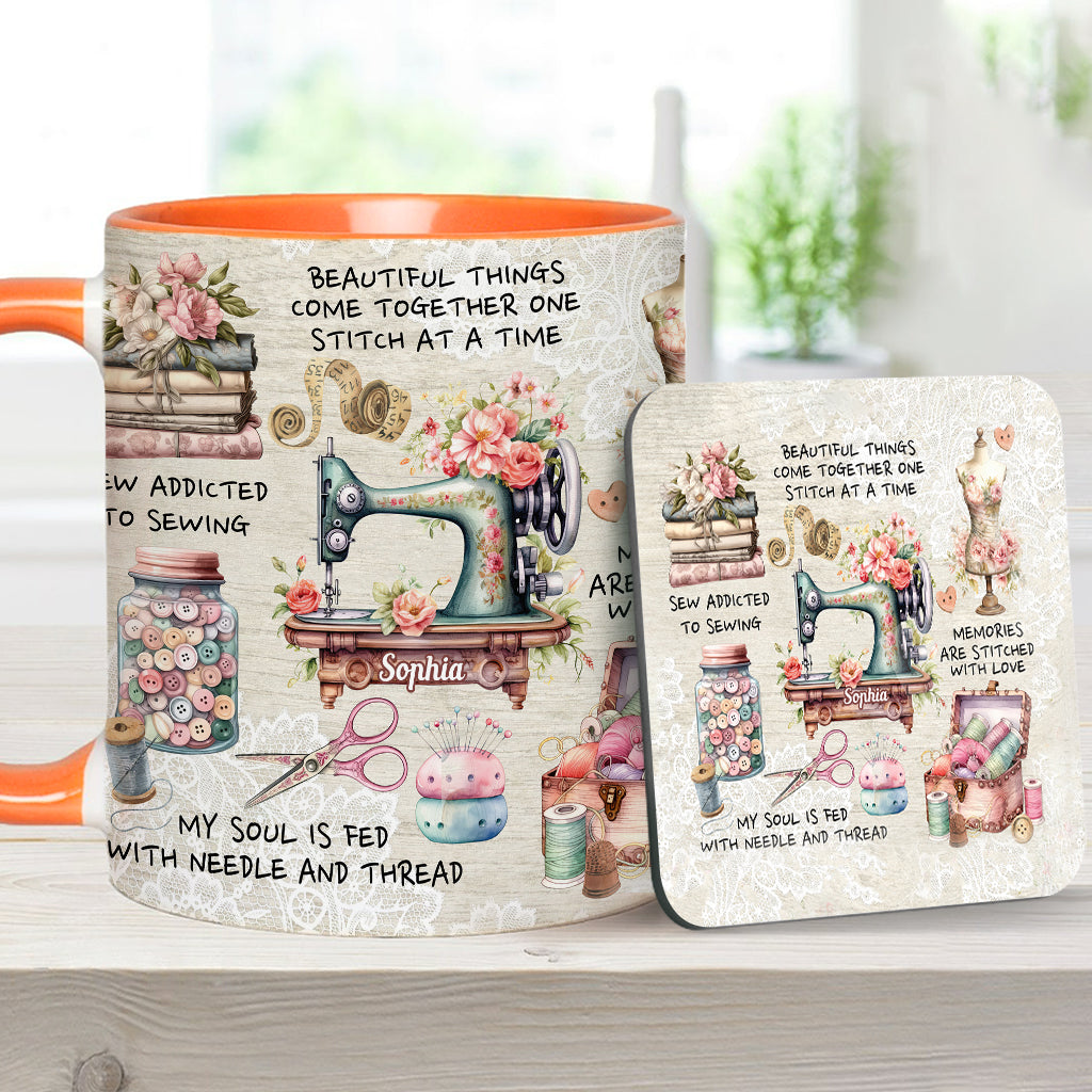 Sew Addicted To Sewing - Personalized Sewing Accent Mug