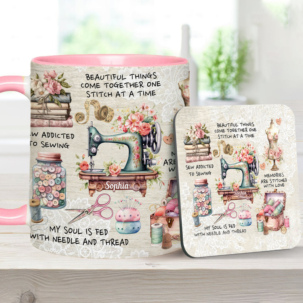 Sew Addicted To Sewing - Personalized Sewing Accent Mug