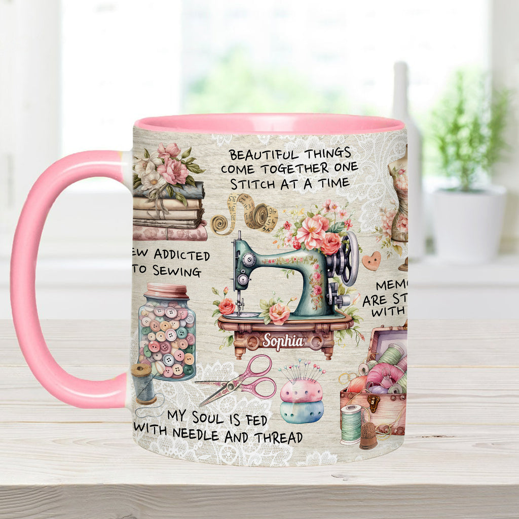 Sew Addicted To Sewing - Personalized Sewing Accent Mug