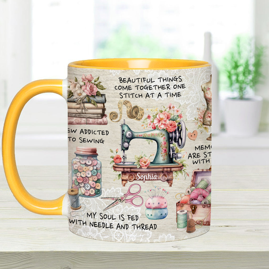 Sew Addicted To Sewing - Personalized Sewing Accent Mug