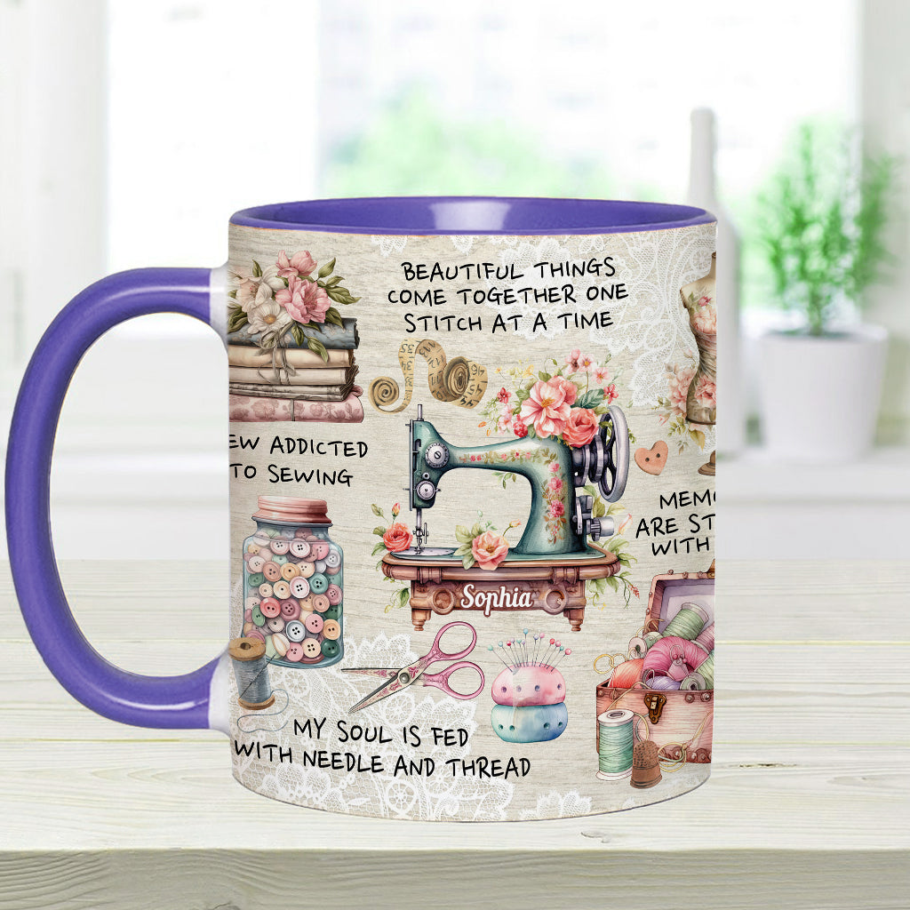 Sew Addicted To Sewing - Personalized Sewing Accent Mug
