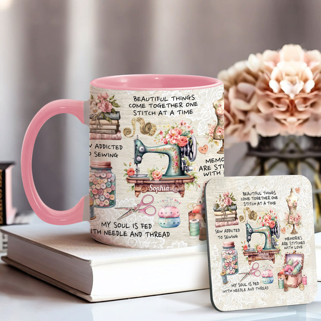 Sew Addicted To Sewing - Personalized Sewing Accent Mug