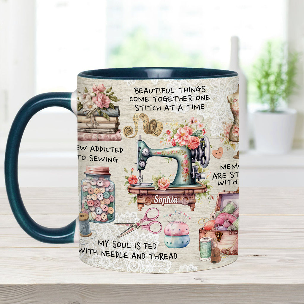 Sew Addicted To Sewing - Personalized Sewing Accent Mug