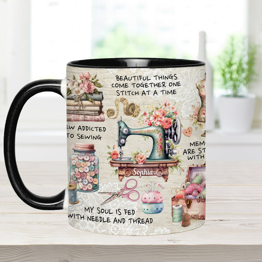 Sew Addicted To Sewing - Personalized Sewing Accent Mug