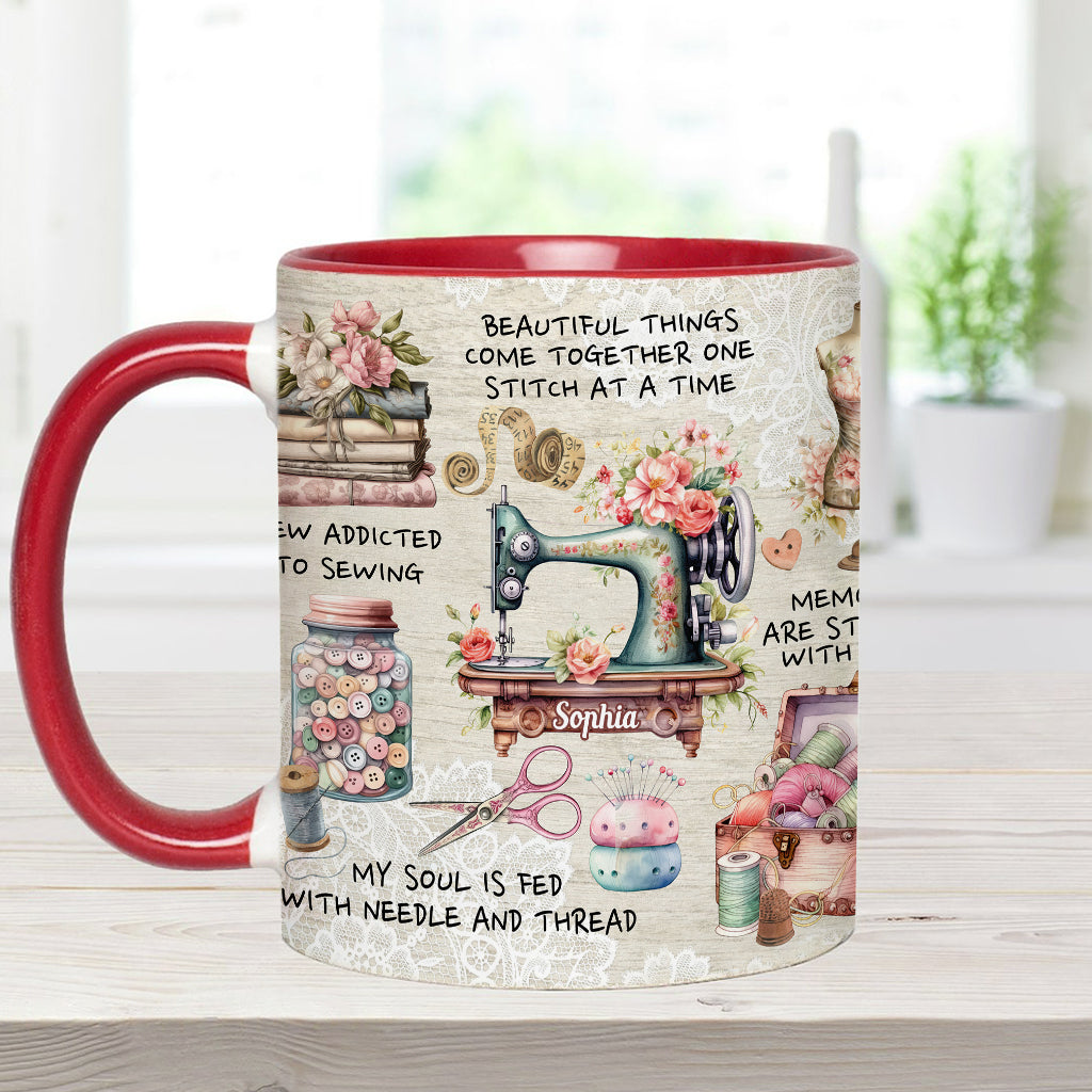 Sew Addicted To Sewing - Personalized Sewing Accent Mug