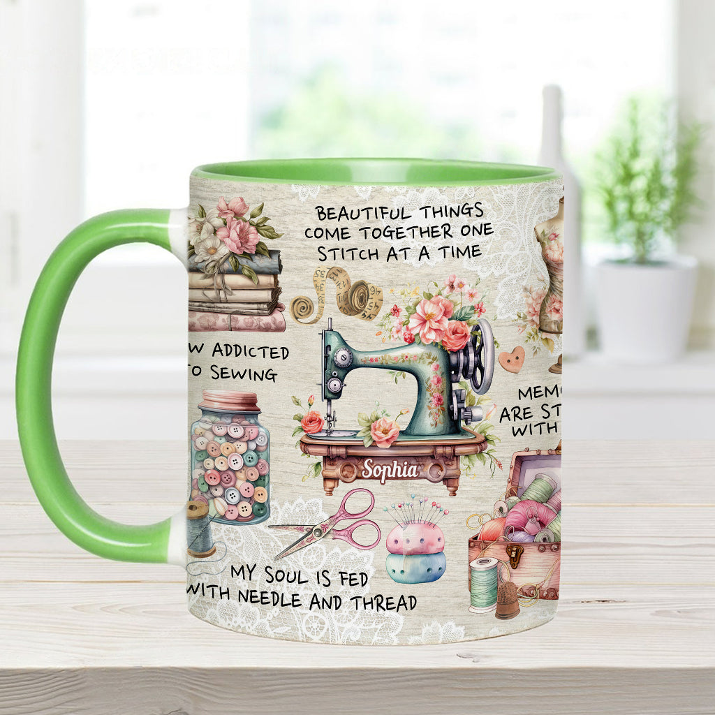 Sew Addicted To Sewing - Personalized Sewing Accent Mug