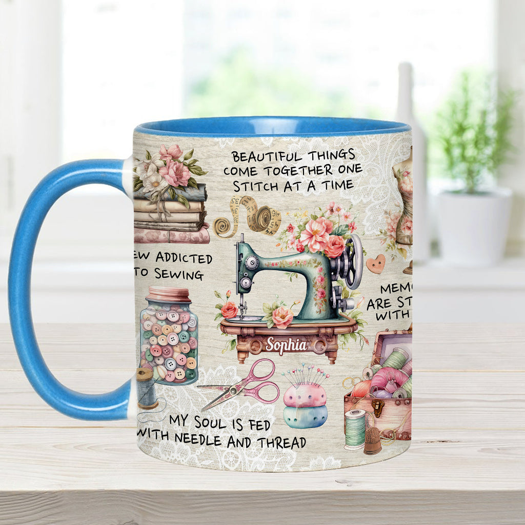 Sew Addicted To Sewing - Personalized Sewing Accent Mug