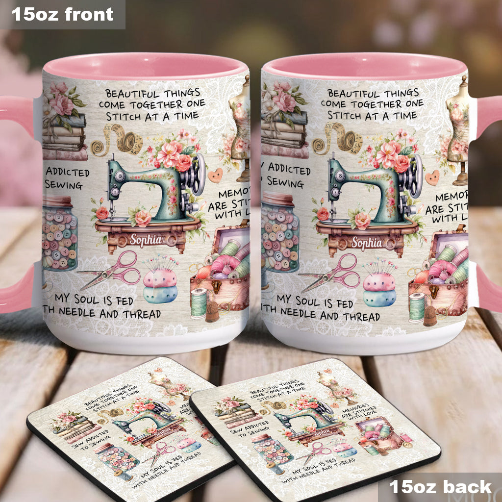 Sew Addicted To Sewing - Personalized Sewing Accent Mug