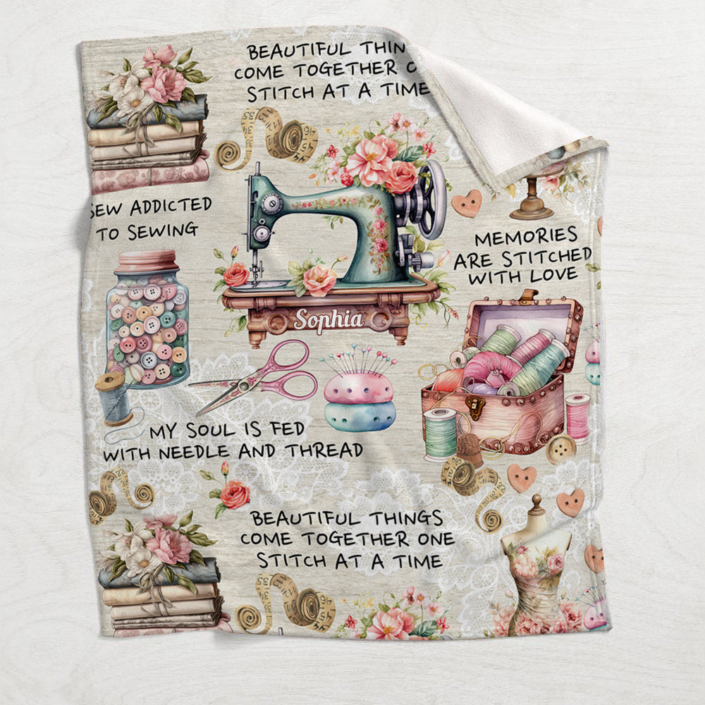 Sew Addicted To Sewing - Personalized Sewing Blanket