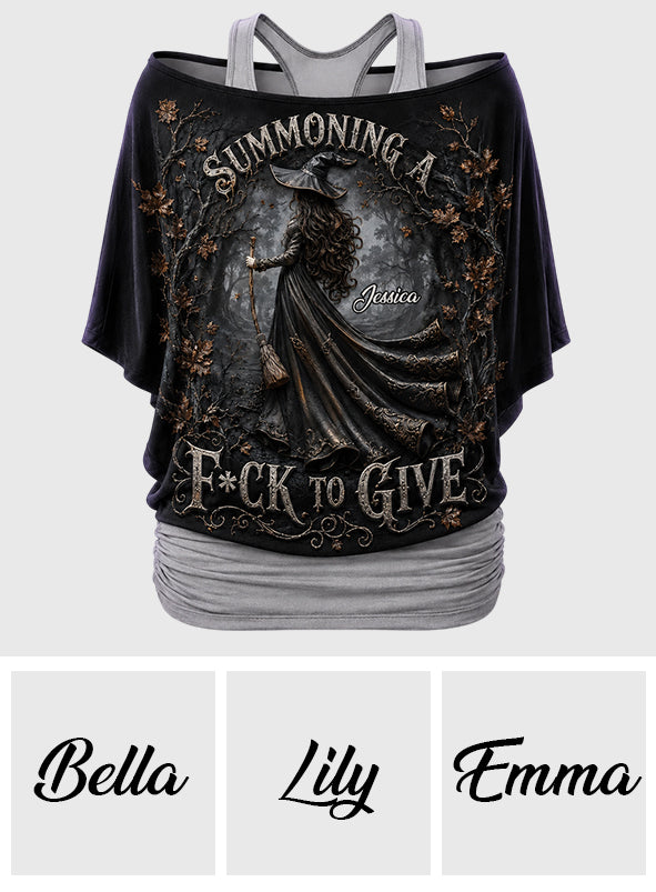 Summoning A Fck To Give - Personalized Witch Off-Shoulder Top Set