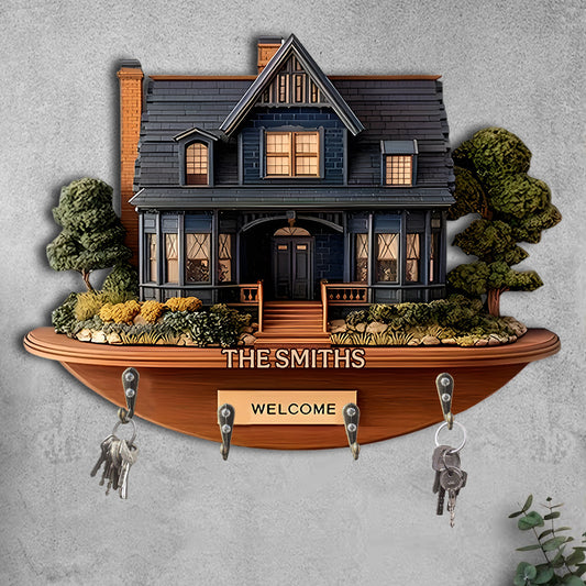 Welcome Home - Personalized Family Custom Shaped Key Rack