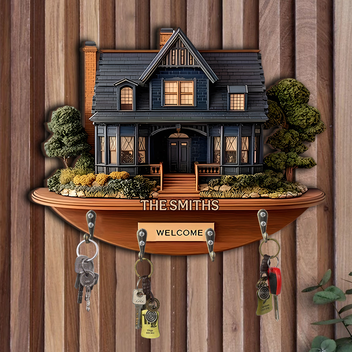 Welcome Home - Personalized Family Custom Shaped Key Rack