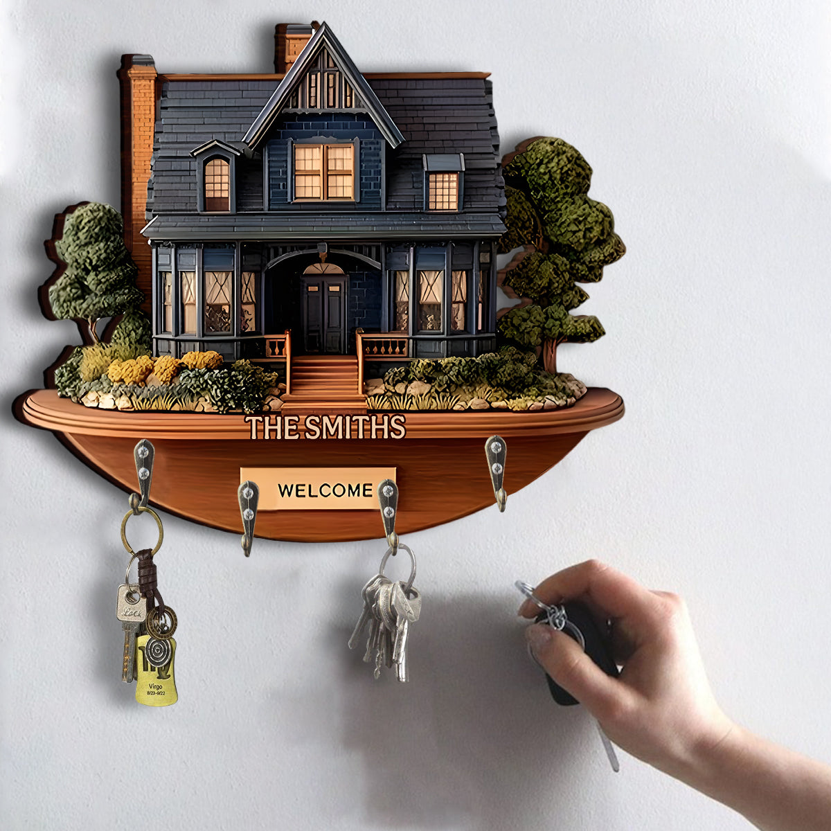 Welcome Home - Personalized Family Custom Shaped Key Rack