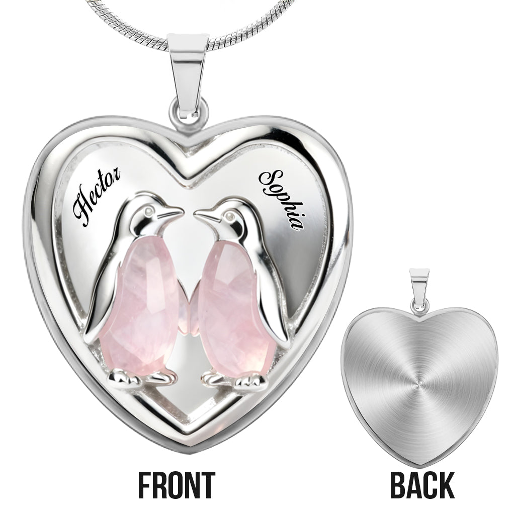 Gift For Her, Valentine Gift, You're My Penguin - Personalized Couple Heart Pendant Necklace