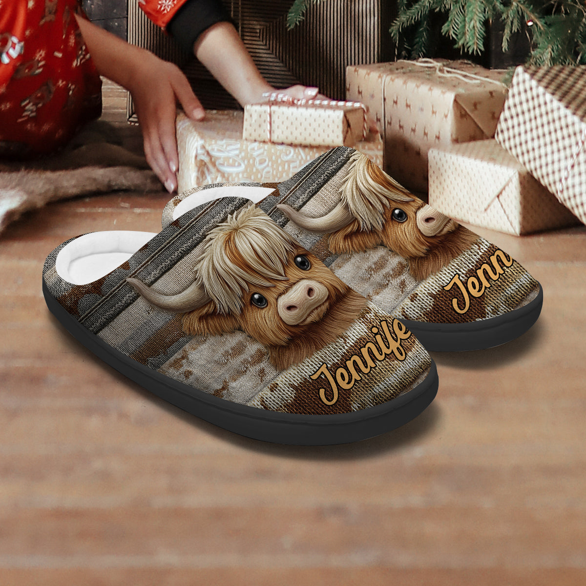 Cute Highland Cow - Personalized Highland Cow Slippers