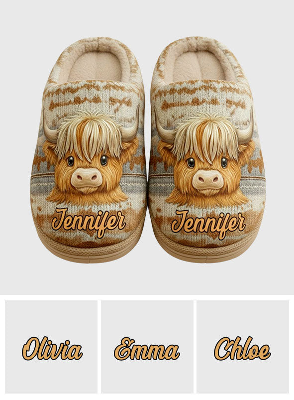 Cute Highland Cow - Personalized Highland Cow Slippers