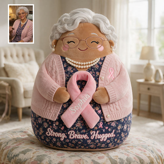 Coussin en Fausse Fourrure Personnalisé - Sensibilisation au Cancer du Sein