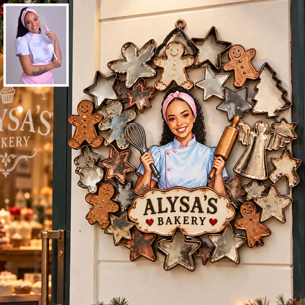 Cute Cookie Cutter Metal Wall Art, Custom From Any Photo - Personalized Baking Cut Metal Sign