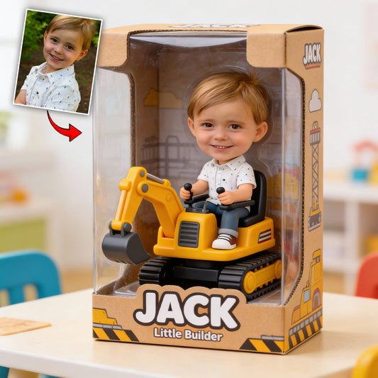 Kleiner Baumeister – Personalisierte Acrylplakette in Kinderform