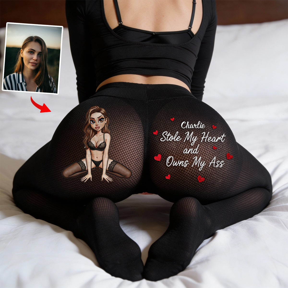 Valentine's Day Gift For Her - Personalized Couple Women Pantyhose Tights