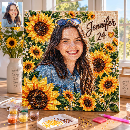 Flower Art Birthday Gift - Personalized Birthday Diamond Painting Canvas Kit