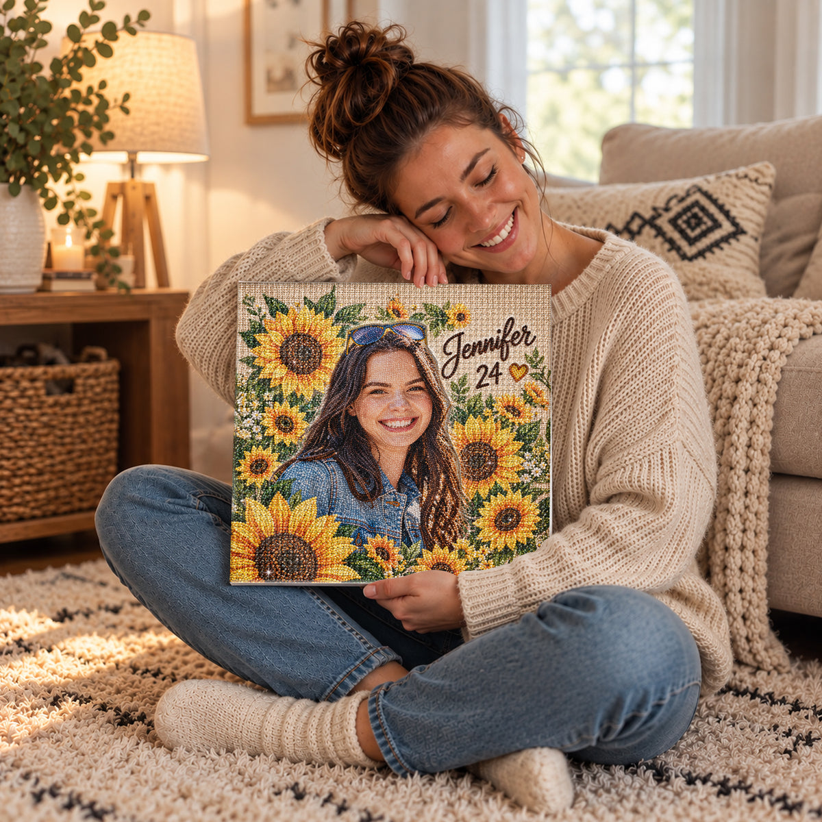 Cadeau d'anniversaire Art Floral - Kit de Peinture Diamant Personnalisé