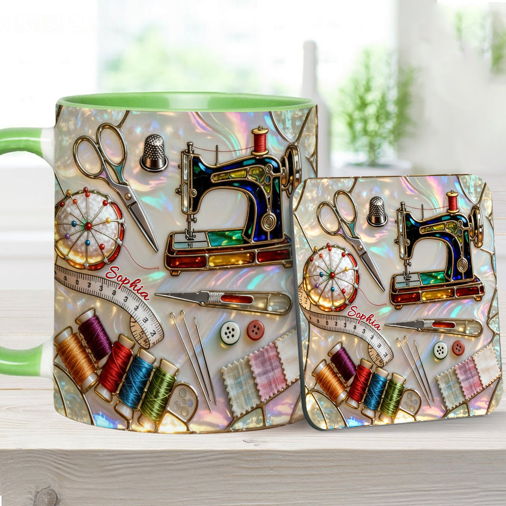Love Sewing - Personalized Sewing Accent Mug & Coaster